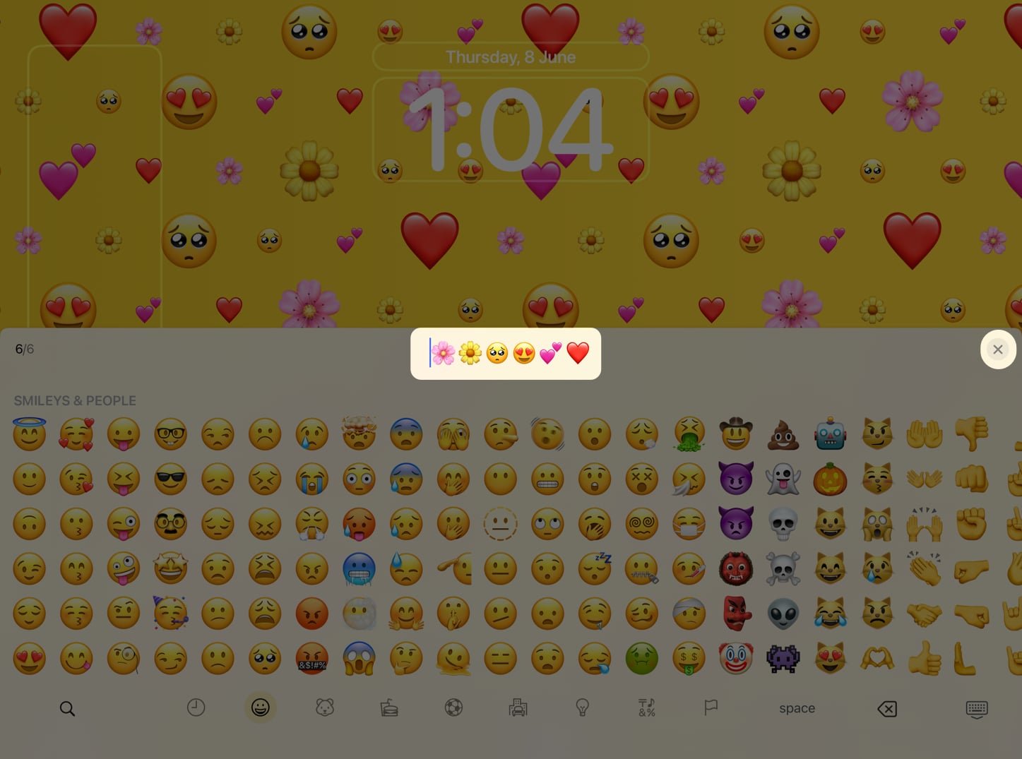 Select Emojis you want as your iPad lock screen wallpaper