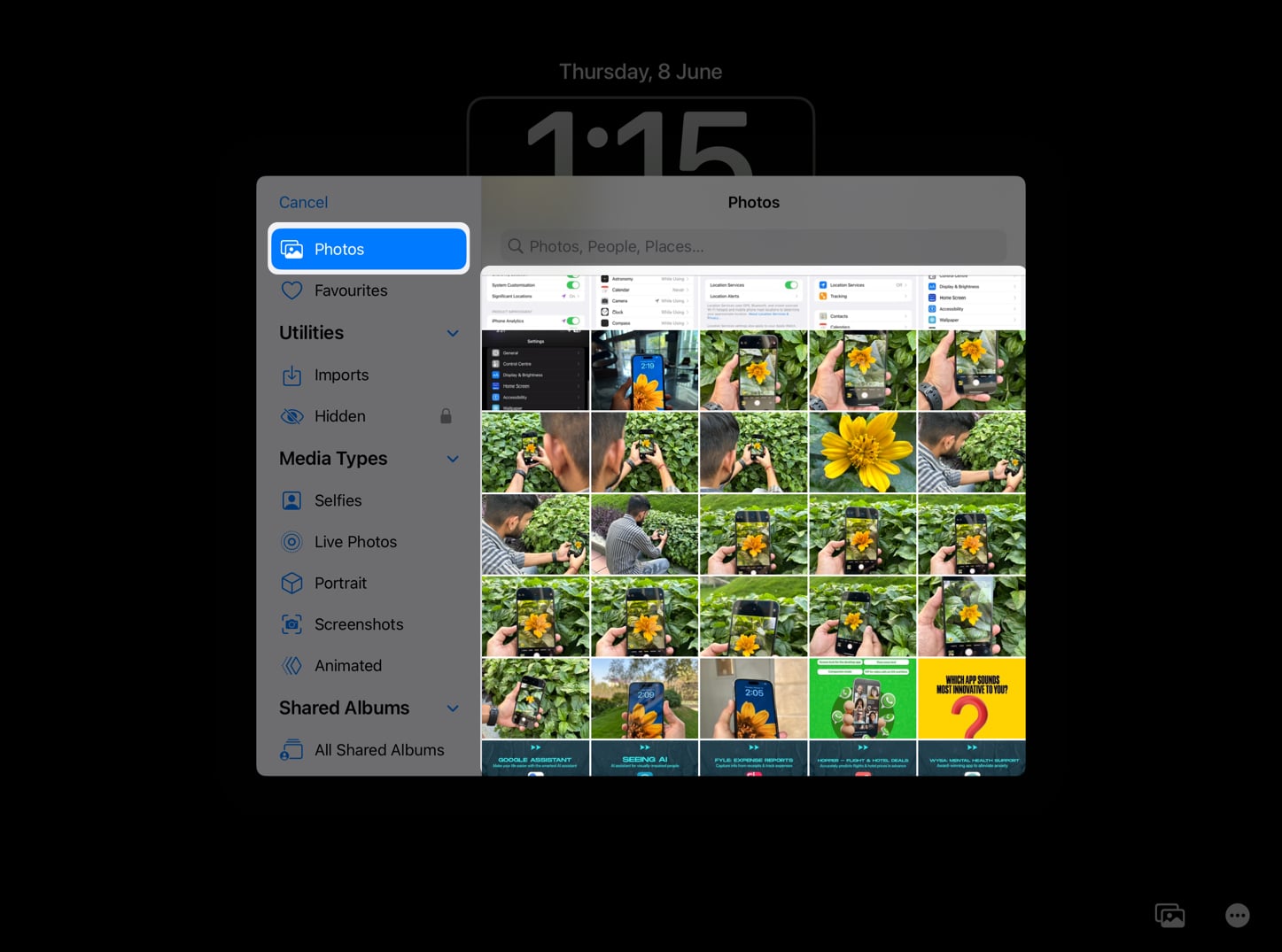 Select Photo for iPad Lock screen