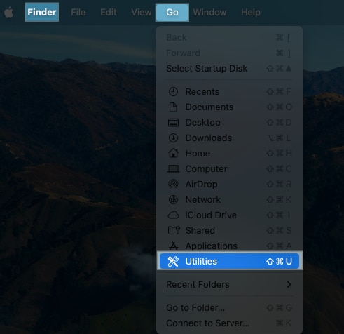 Go to Utilities in Mac