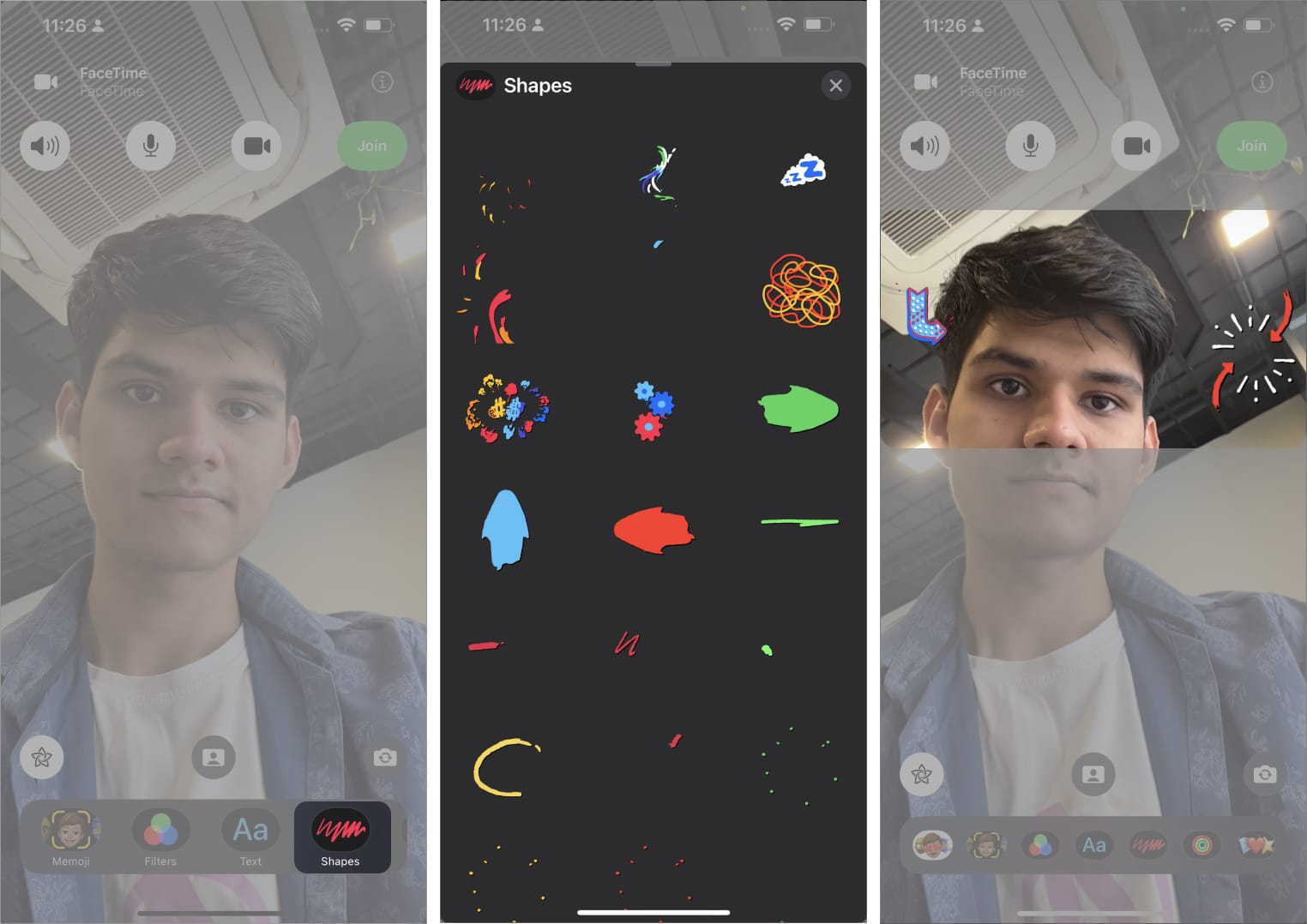 How to add shapes to a FaceTime video call