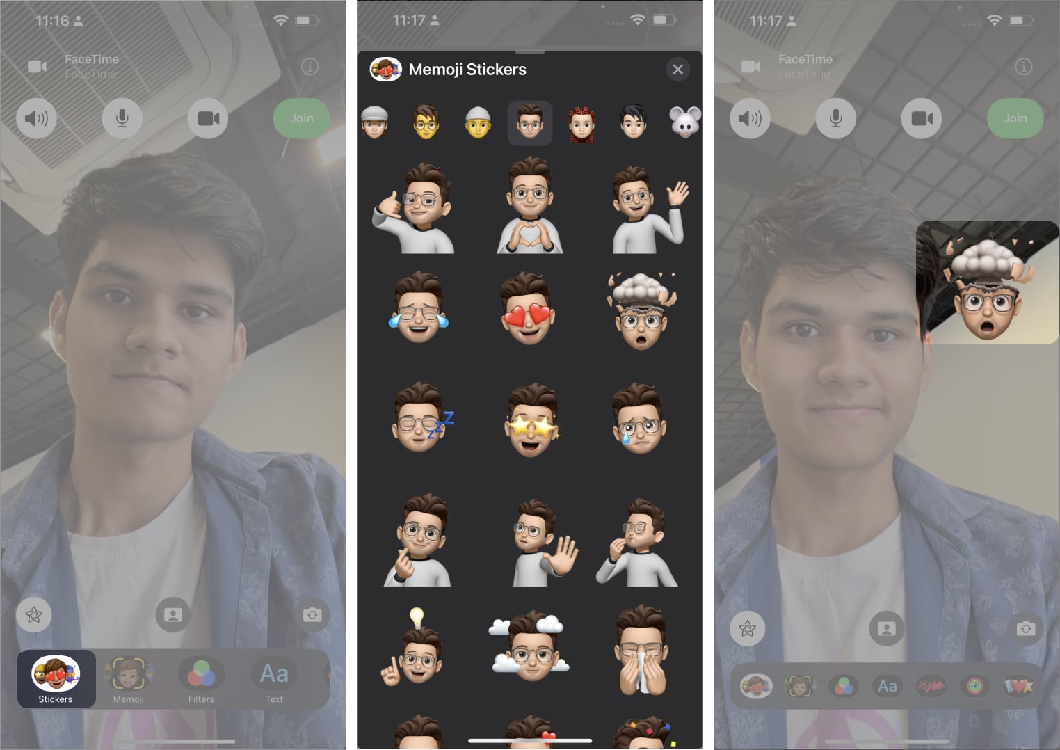 How to add stickers to a FaceTime video call