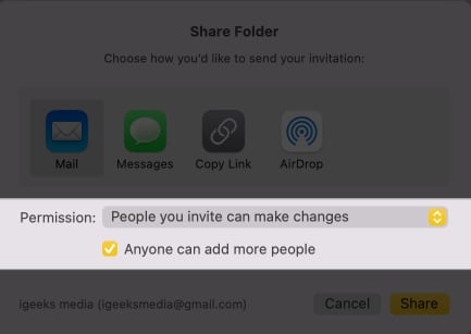 Manage permissions accordingly in the notes app