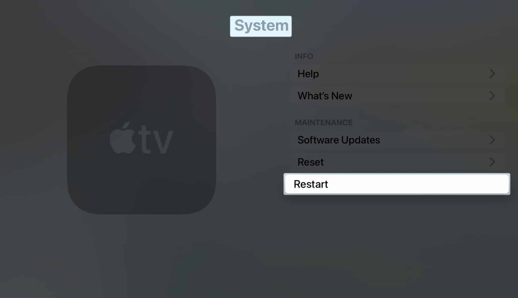 Restart your apple tv