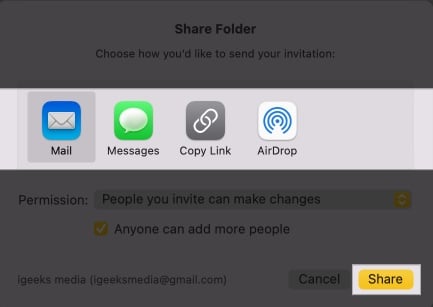 Select and medium and click share in the notes app