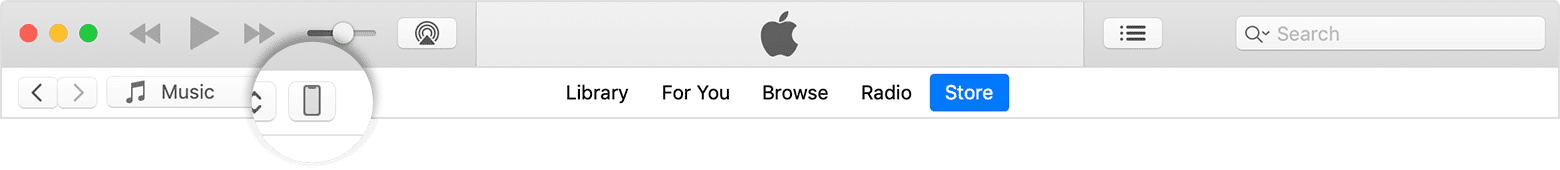 iPhone icon in the iTunes app.
