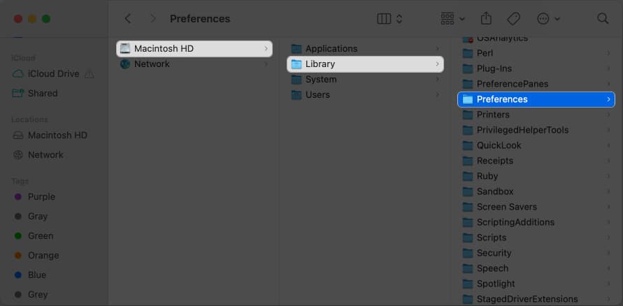 Select Drive, Library, Preferences