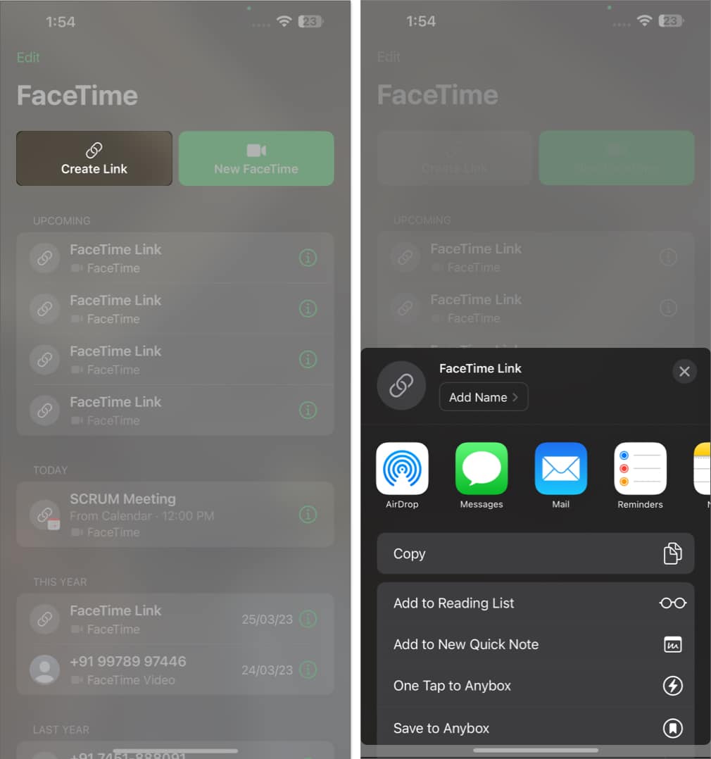 Tap create link in FaceTime, share the link with any medium in FaceTime