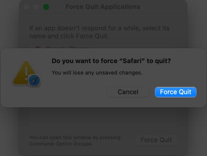 Tap Force Quit when prompted