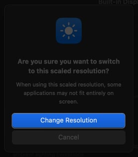 click change resolution in settings