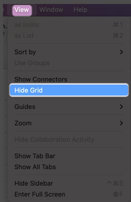 click view from menu bar, select hide grid in freeform