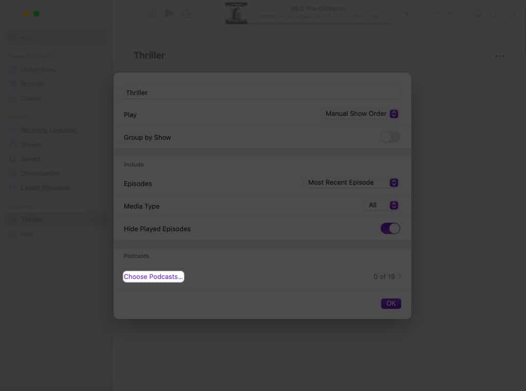 Click the Choose Podcasts option
