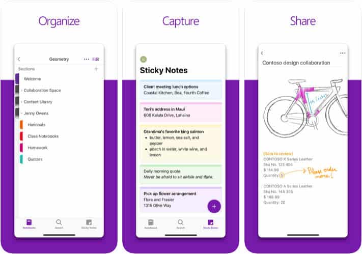 Microsoft OneNote iPhone and iPad App Screenshot