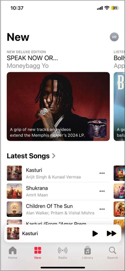 Apple Music app on iPhone