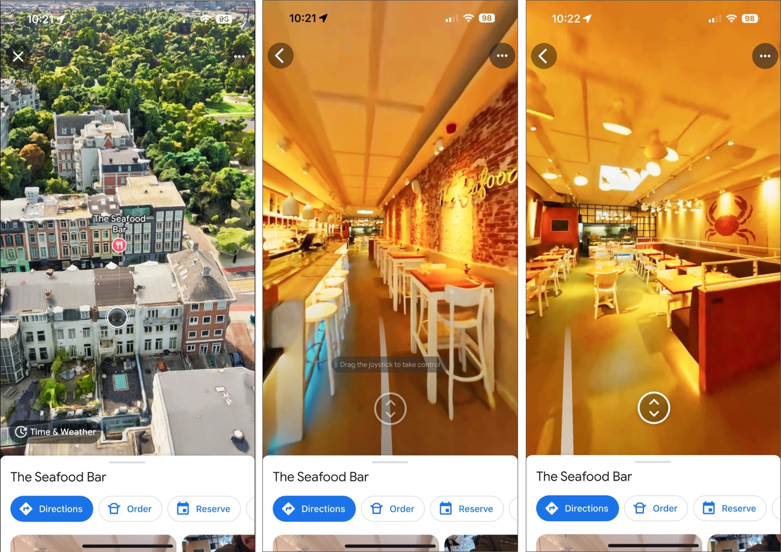 Explore nearby businesses in Google Maps Impressive View