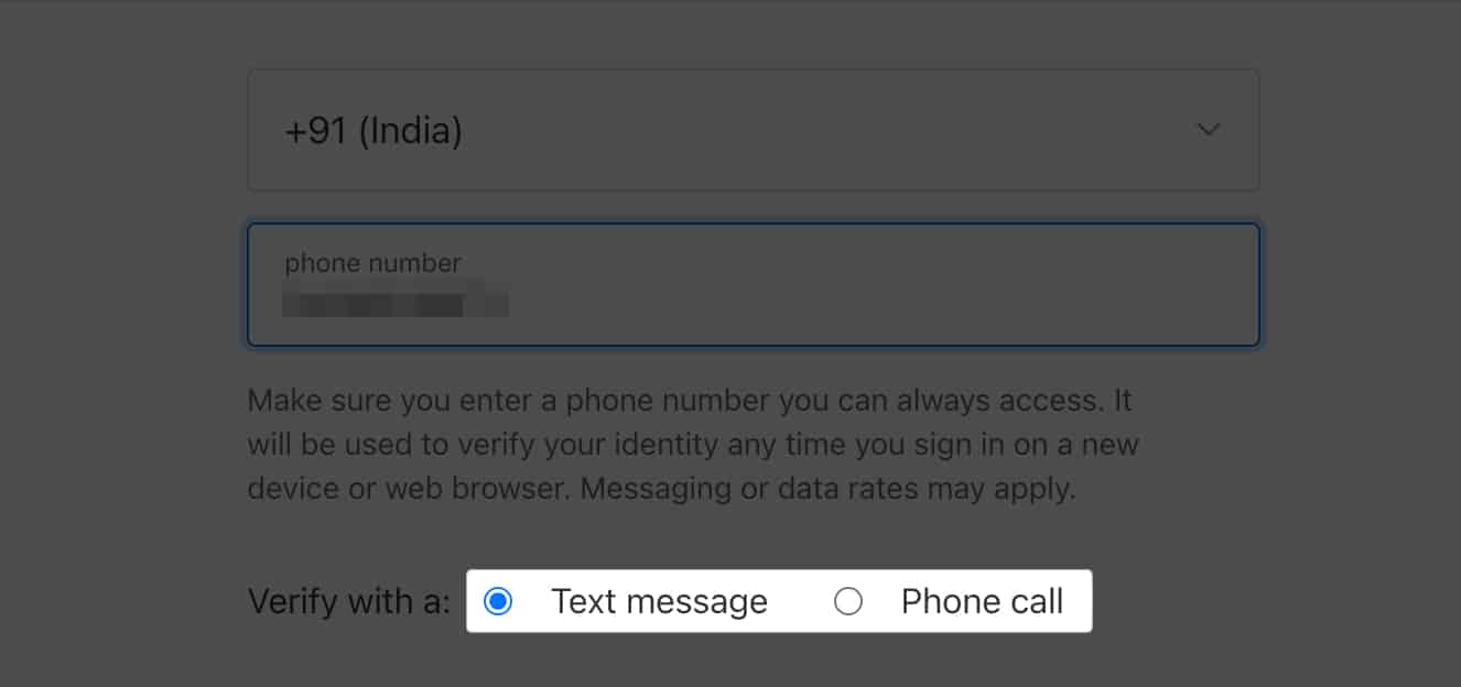 Pick the verification method in Apple Sign in web