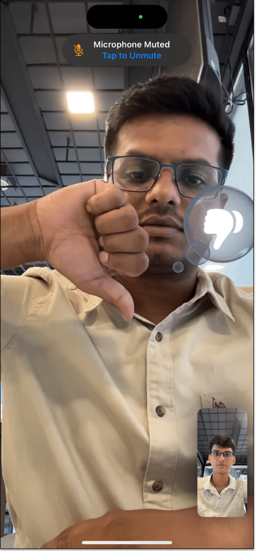 Thumbs down gesture in FaceTime
