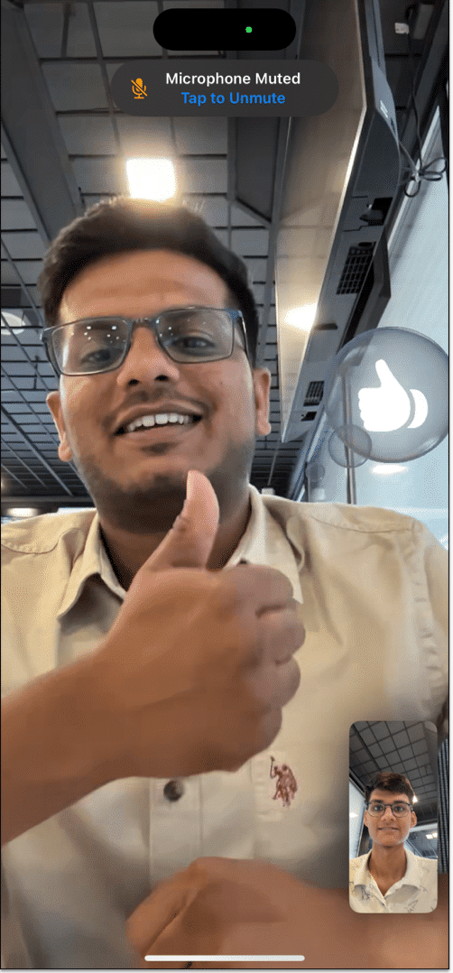 Thumbs up gesture in FaceTime