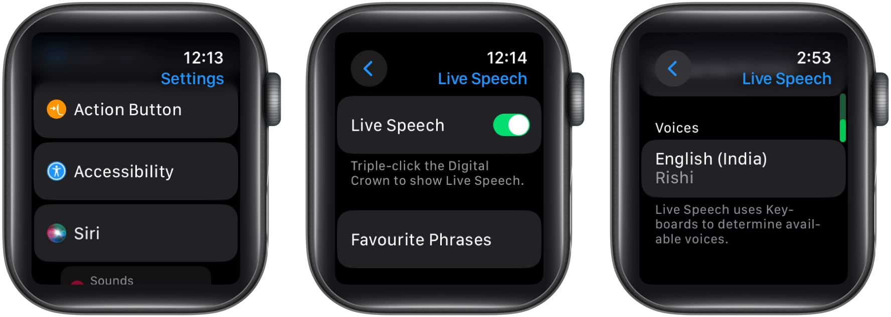 Use Live Speech on Apple Watch
