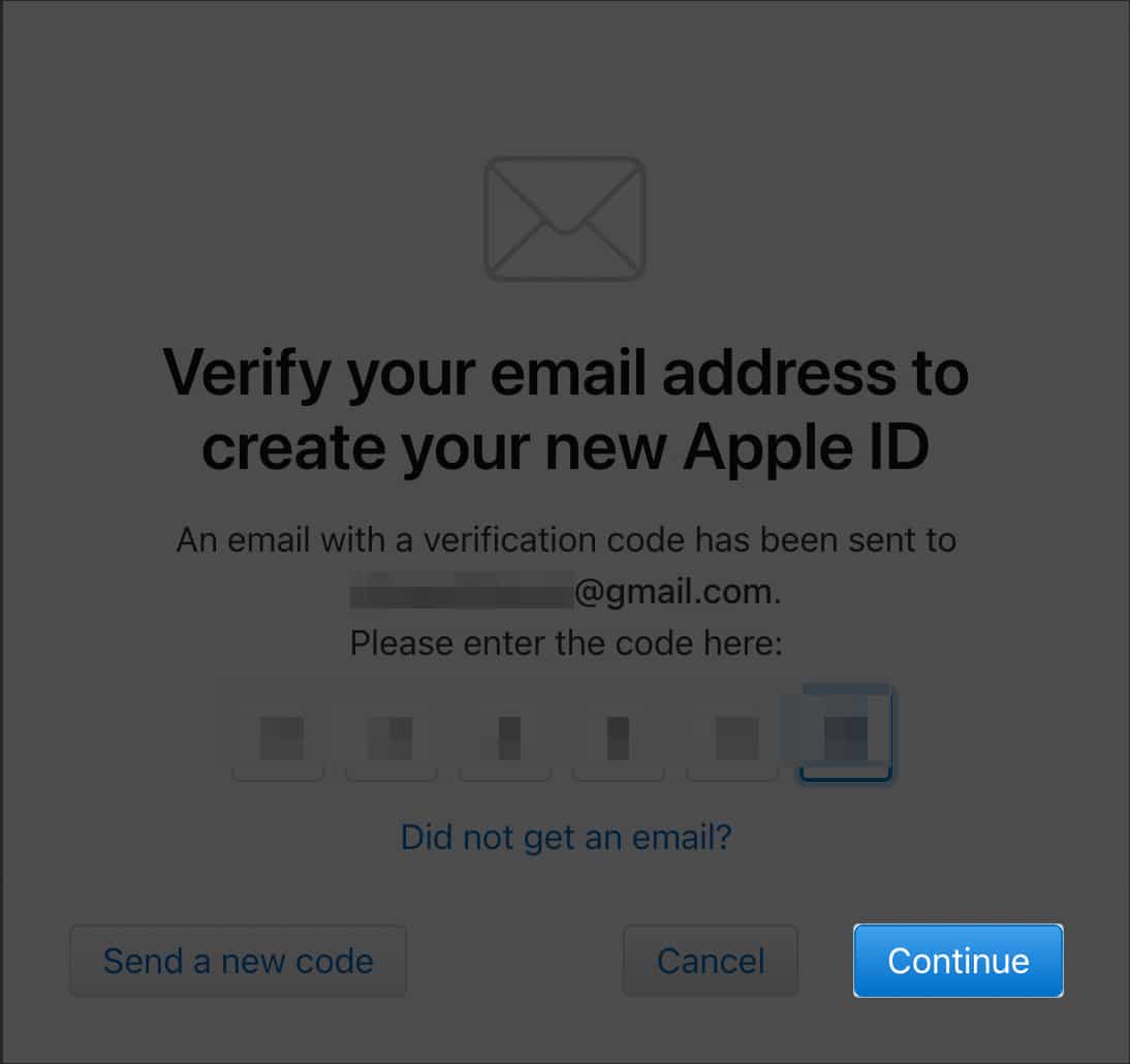 Verify your email and press continue in web