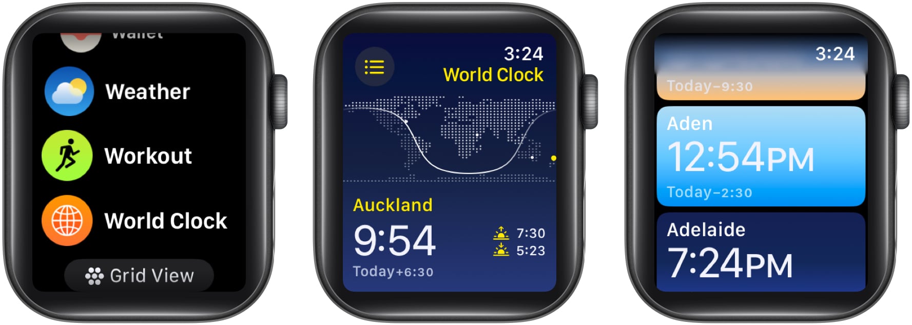 Access added clocks from hamburger icon