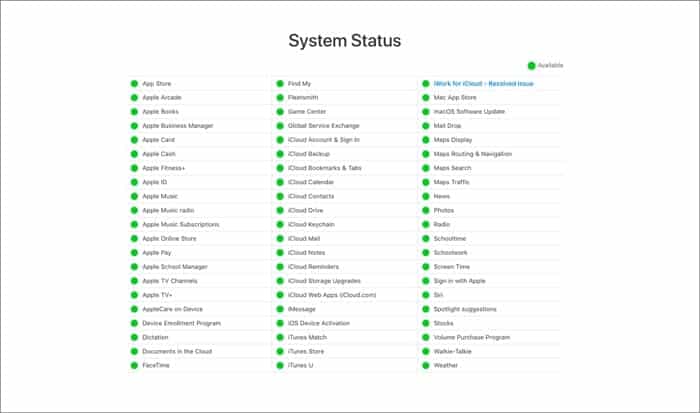 Check Apple System Status