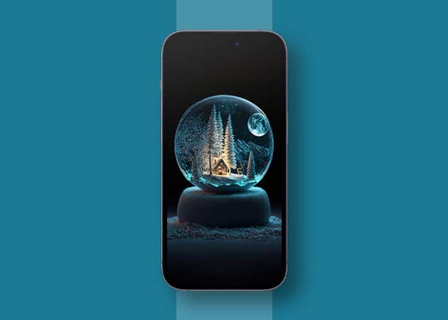 Christmas-themed crystal globe wallpaper for iPhone