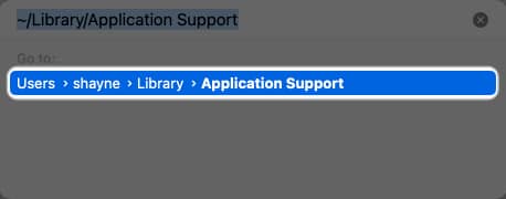 Go to Library and Application Support