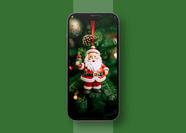 Hanging Santa cute wallpaper for iPhone