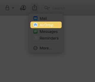 Select airdrop to share on mac