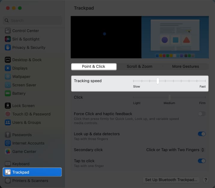 Adjust Trackpad tracking speed