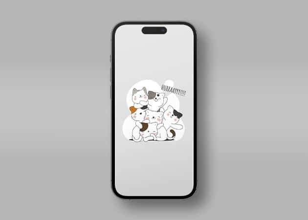 Animated cute cats 4K iPhone wallpaper