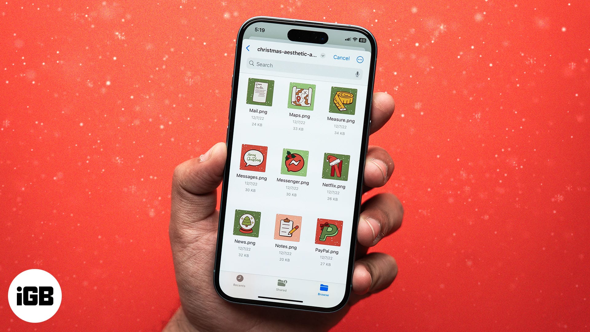 Christmas app icons for iPhone