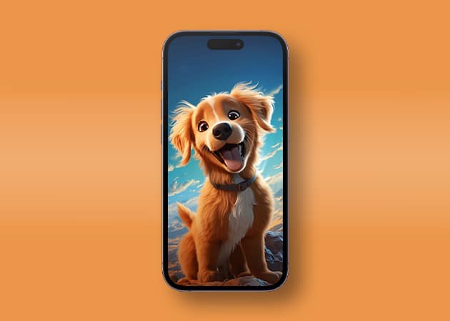 Cartoon cuddly dog wallpaper for iPhone