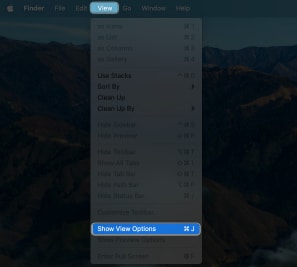 Click View in finder and View Options