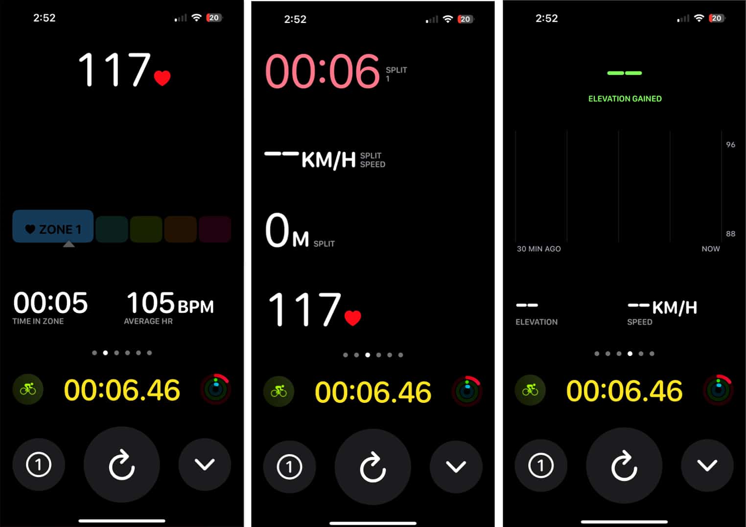 Cycling session metrics