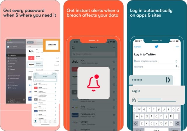 Dashlane iPhone and iPad App for Senior Citizens Screenshot