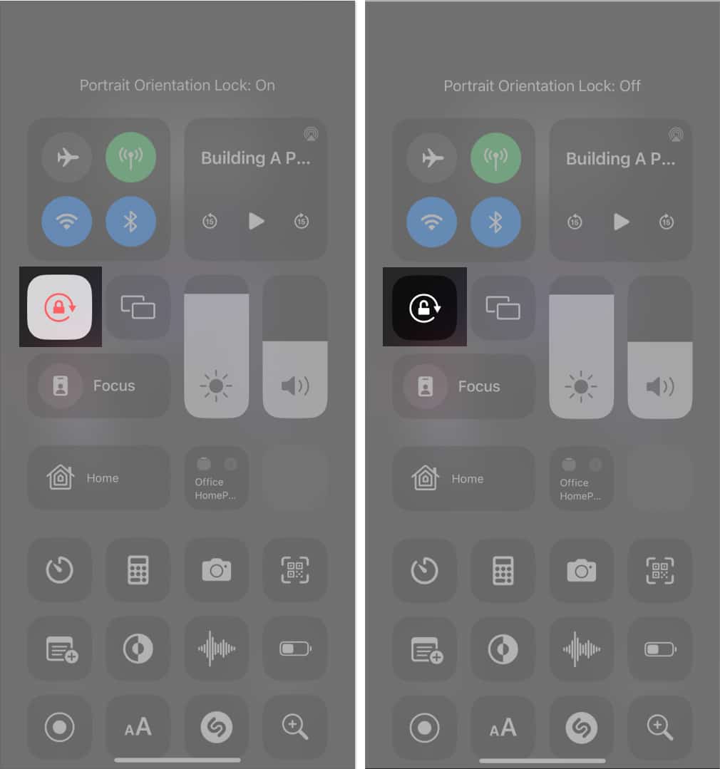 Ensure Portrait Orientation Lock is off on iPhone