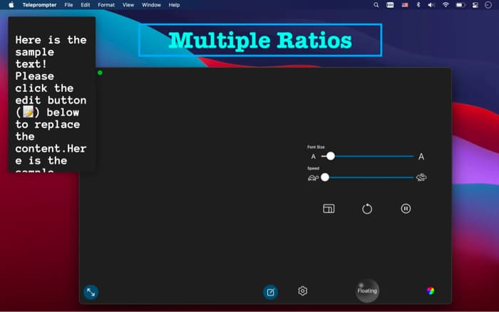 Floating Notes Teleprompter app for Mac