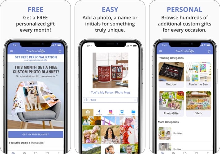 FreePrints gift giving iPhone app screenshot