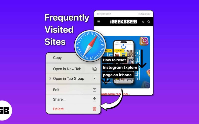 How to delete frequently visited sites in safari on iphone or ipad