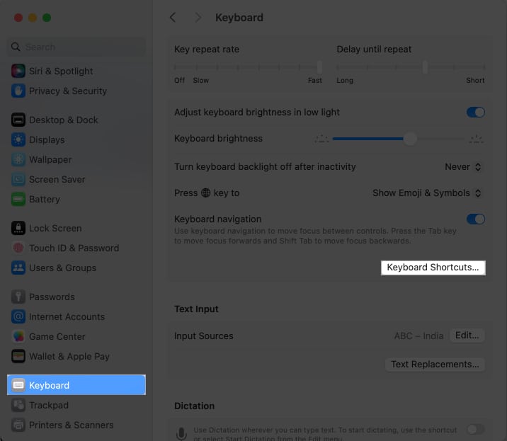 Keyboard Shortcuts from Keyboard navigation