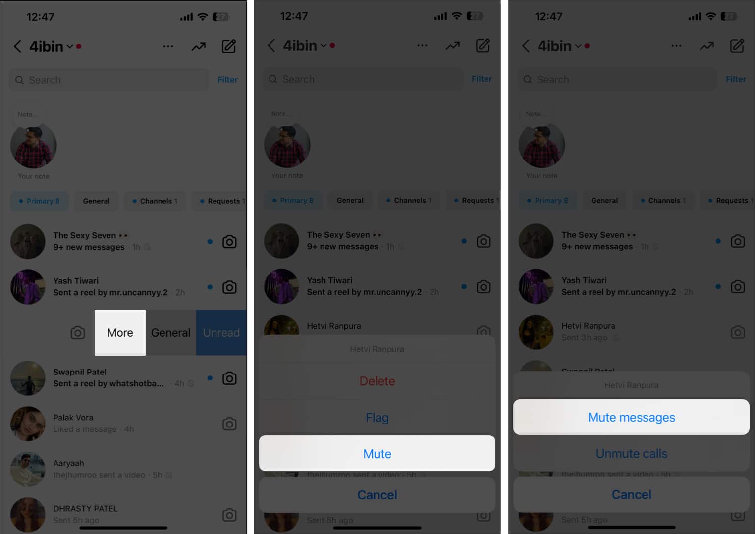 Mute DM in Instagram on iPhone