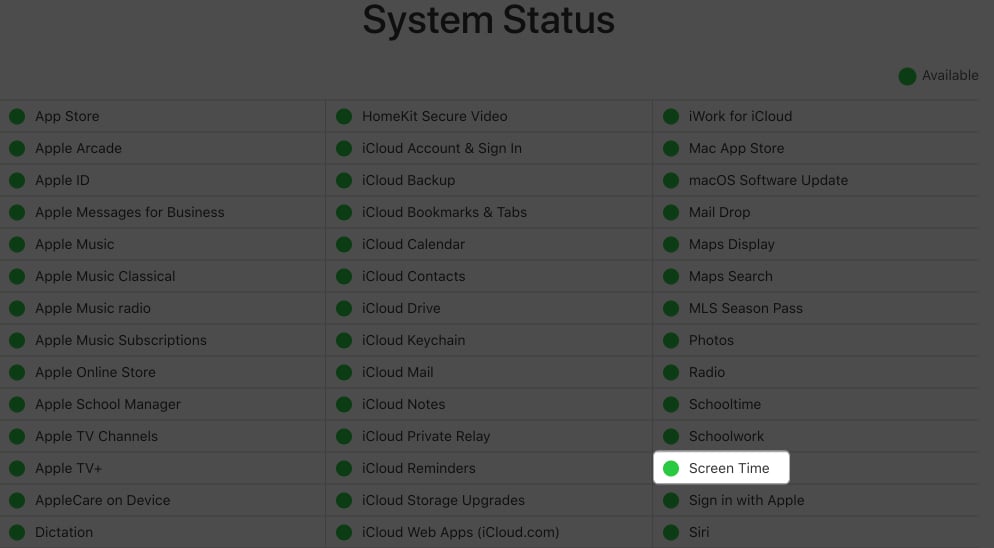 Screen Time System Status