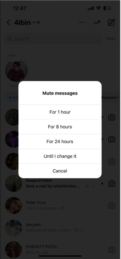 Select Time Frame to mute DM