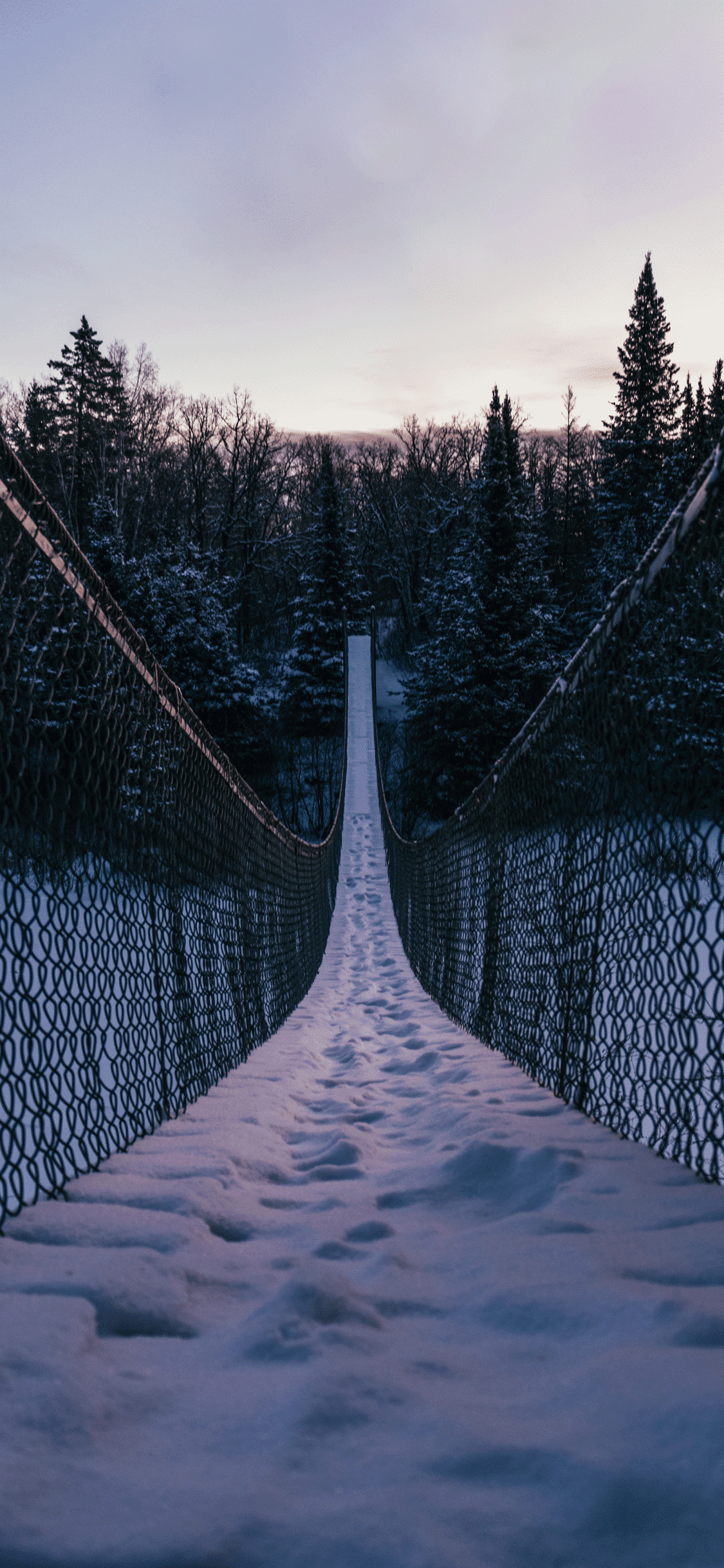 Snow covered bridge winter wallpaper