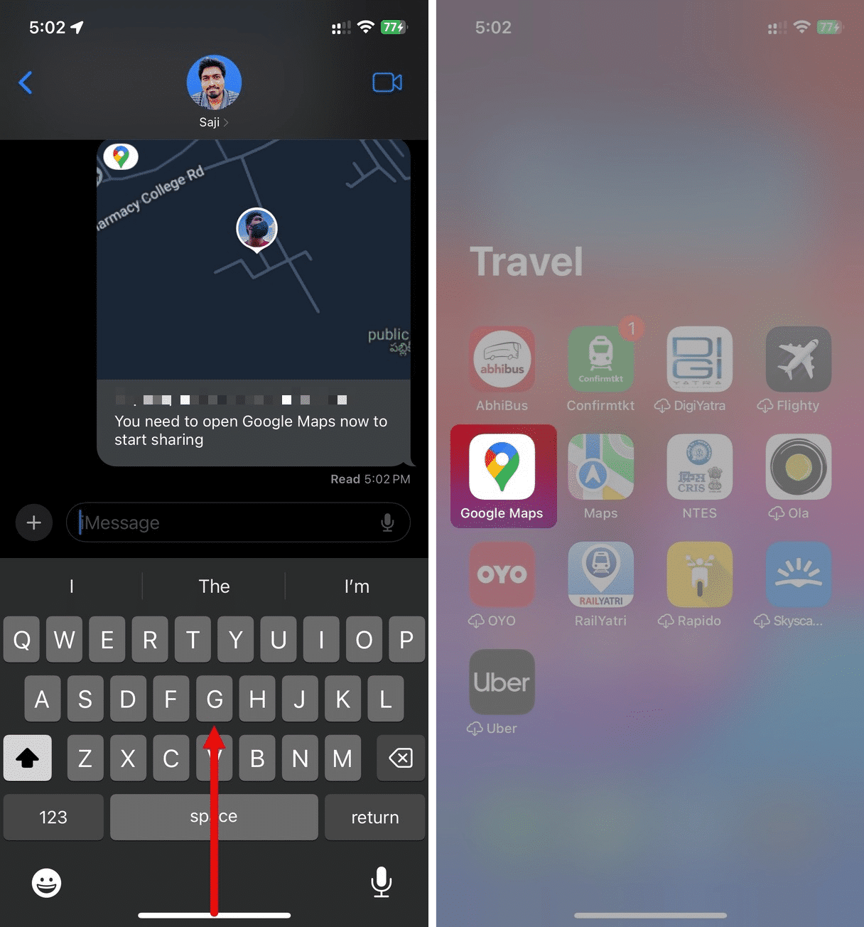 Swipe up from bottom and open Google Maps on your iPhone