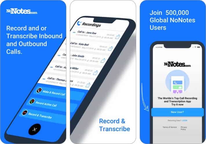 call recording by nonotes iphone call recorder app screenshot