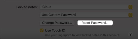 Click Reset Password to proceed