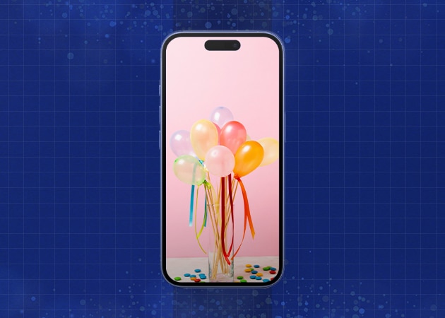 Confetti and Balloons Celebration iPhone Wallpaper in Mockup