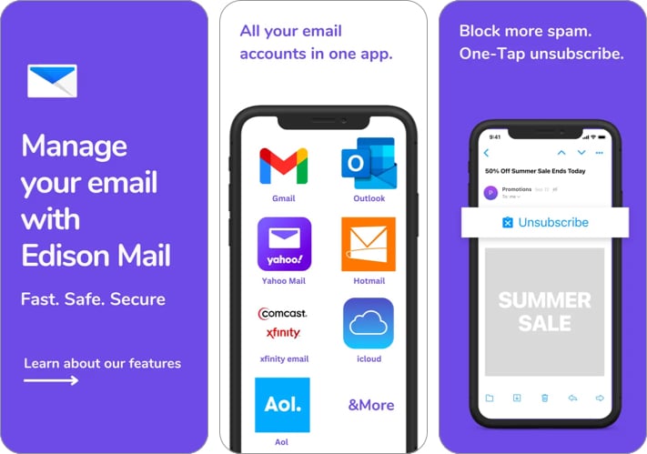 Email Edison Mail productivity app for iPhone